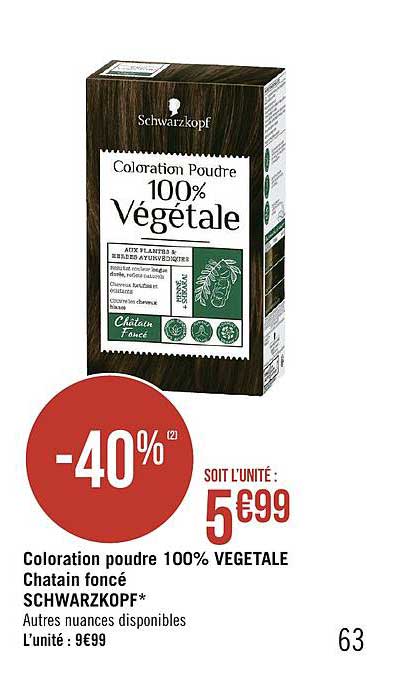 coloration poudre 100% végétale chatain foncé schwarzkopf