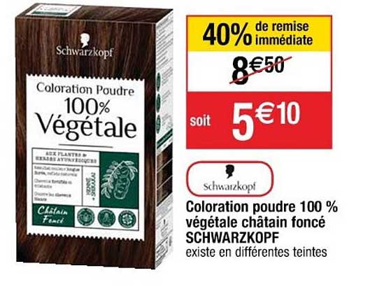 coloration poudre100% végétale châtain foncé schwarzkopf