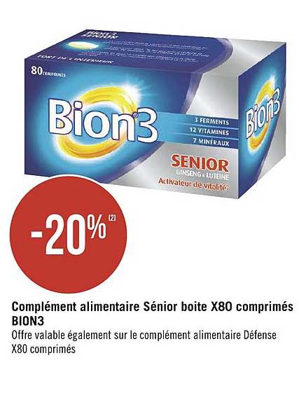 complément alimentaire sénior boîte x80 comprimés bion3