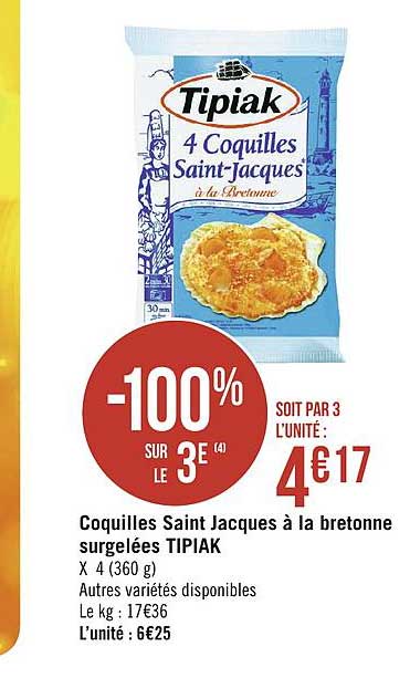 Coquilles Saint Jacques à La Bretonne Surgelées Tipiak