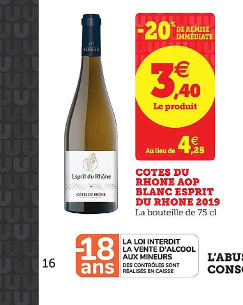 Côtes Du Rhône Aop Blanc Esprit Du Rhône 2019