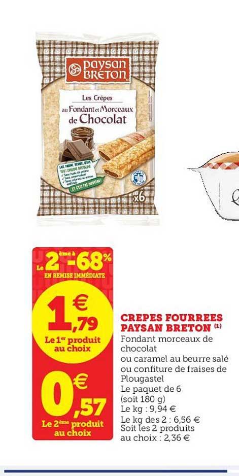 crêpes fourrées paysan breton le 2ème à -68% en remise immédiate