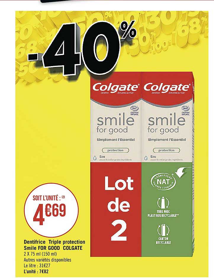 dentifrice triple protection smile for good colgate