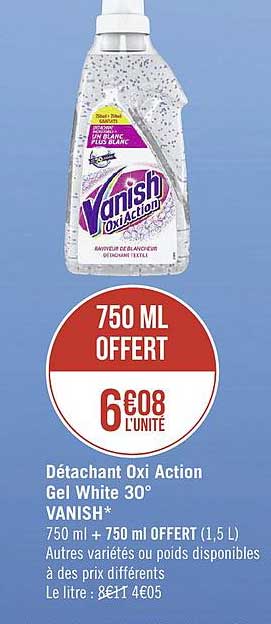 détachant oxi action gel white 30° vanish