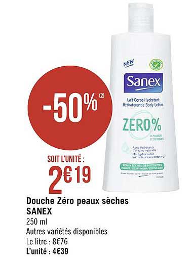 douche zéro peaux sèches sanex