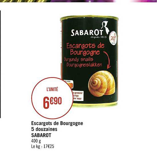 escargots de bourgogne 5 douzaines sabarot