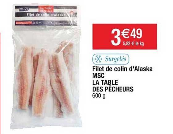 filet de colin d'alaska msc la table des pêcheurs