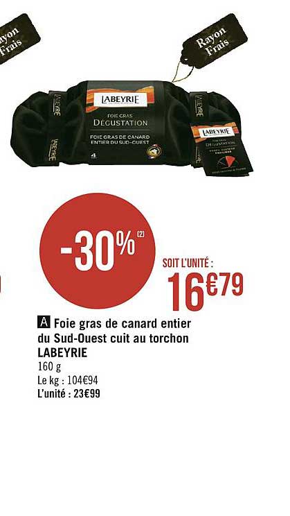 foie gras de canard entier du sud-ouest cuit au torchon labeyrie