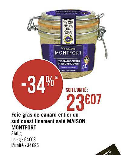 foie gras de canard entier du sud ouest finement salé maison montfort