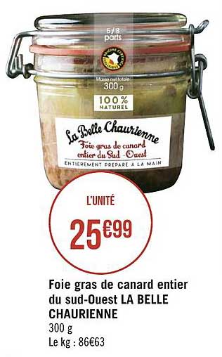 foie gras de canard entier du sud-ouest la belle chaurienne