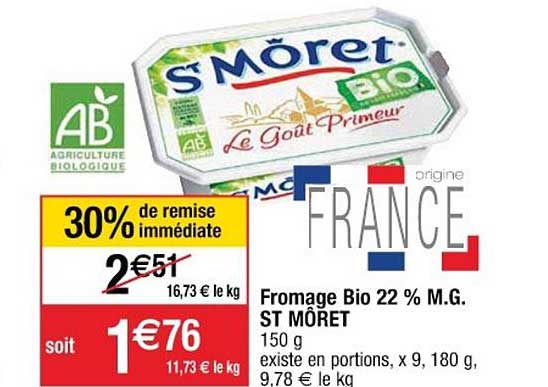 fromage bio 22% m.g. st môret