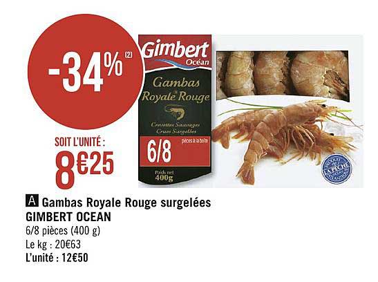 gambas royale rouge surgelées gimbert ocean