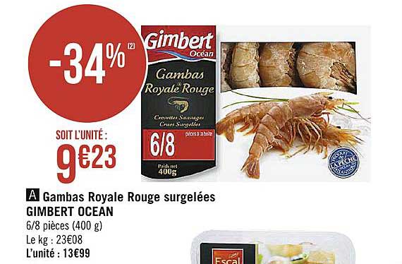 gambas royale rouge surgelées gimbert ocean