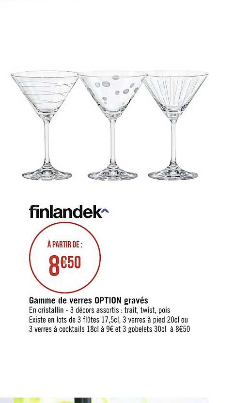 gamme de verre option gravé