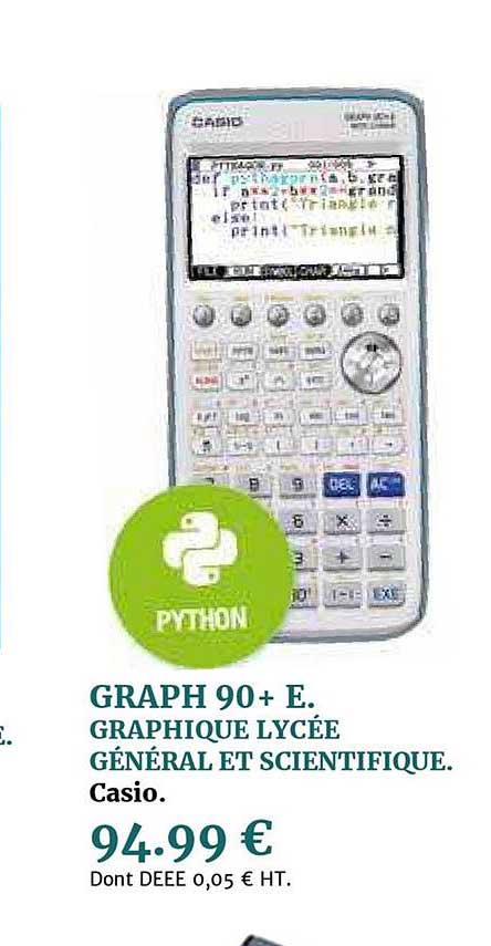 graph 90+ e. graphique lycée général et scientifique casio