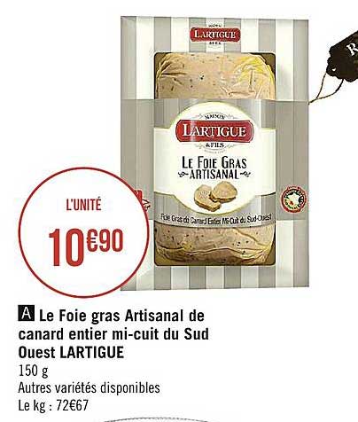 la foie gras artisanal de canard entier mi cuit du sud ouest lartigue