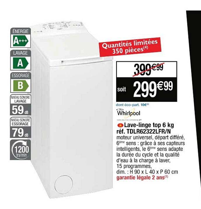 lave-linge top 6 kg