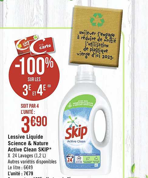 lessive liquide science & nature active clean skip