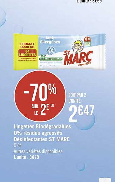 lingettes biodégradables 0% résidus agressifs désinfectantes st marc