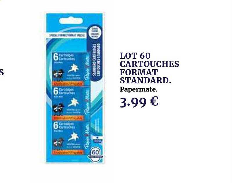 lot 60 cartouches format standard papermate