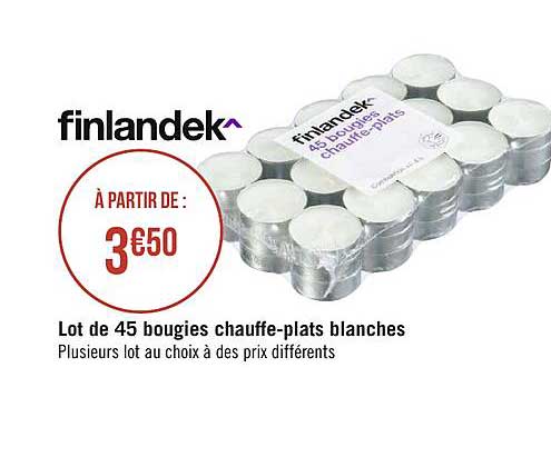 lot de 45 bougies chauffe plats blanches finlandek^