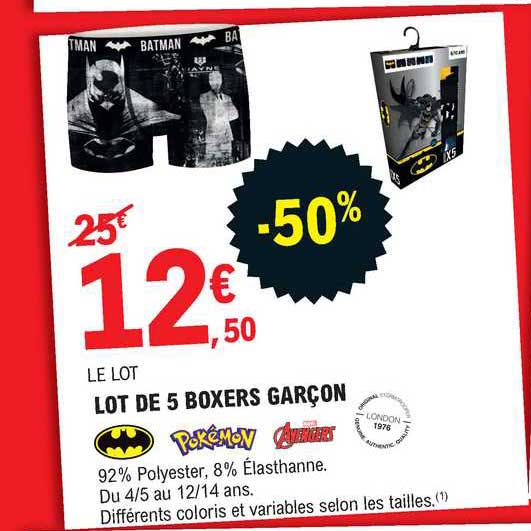 Lot De 5 Boxers Garçon