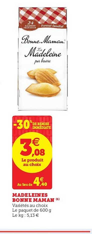 madeleines bonne maman -30% de remise immédiate