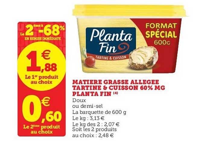 matière grasse allégée tartine & cuisson 60% mg planta fin