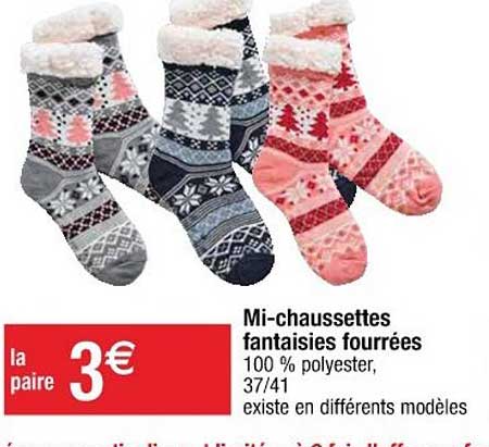 mi-chaussettes fantaisie fourrées