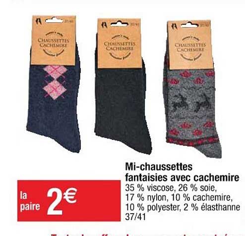 mi-chaussettes fantaisies avec cachemire