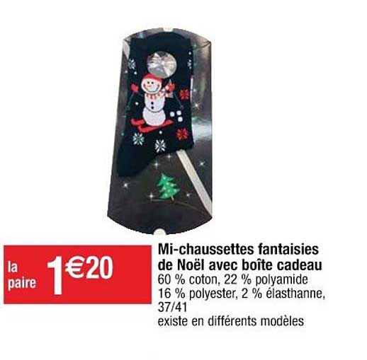 mi-chaussettes fantaisies de noël avec boîte cadeau