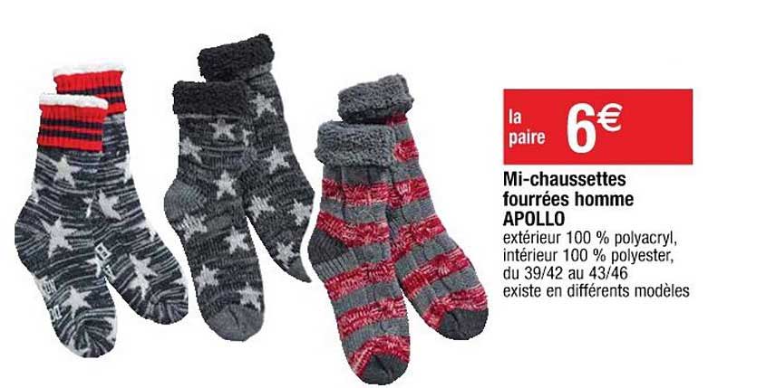 mi-chaussettes fourrées homme apollo