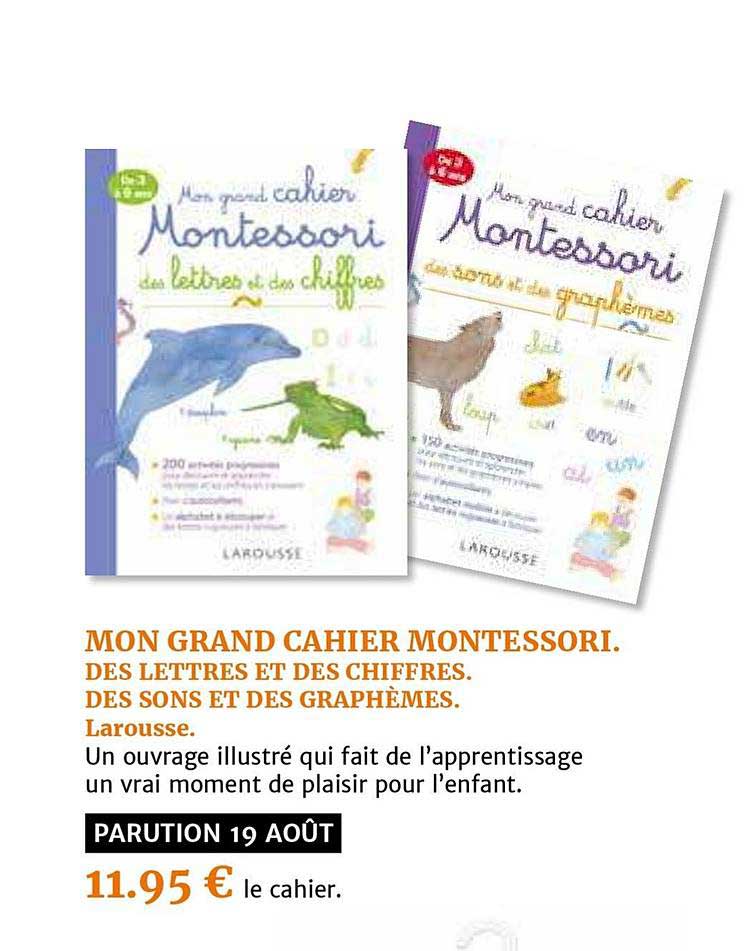 mon grand cahier montessori. des lettres et des chiffres. des sons et des graphèmes. Larousse