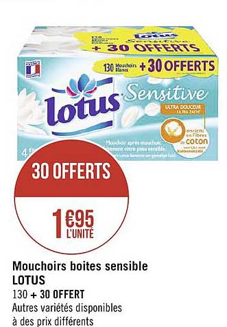 mouchoirs boîtes sensible lotus