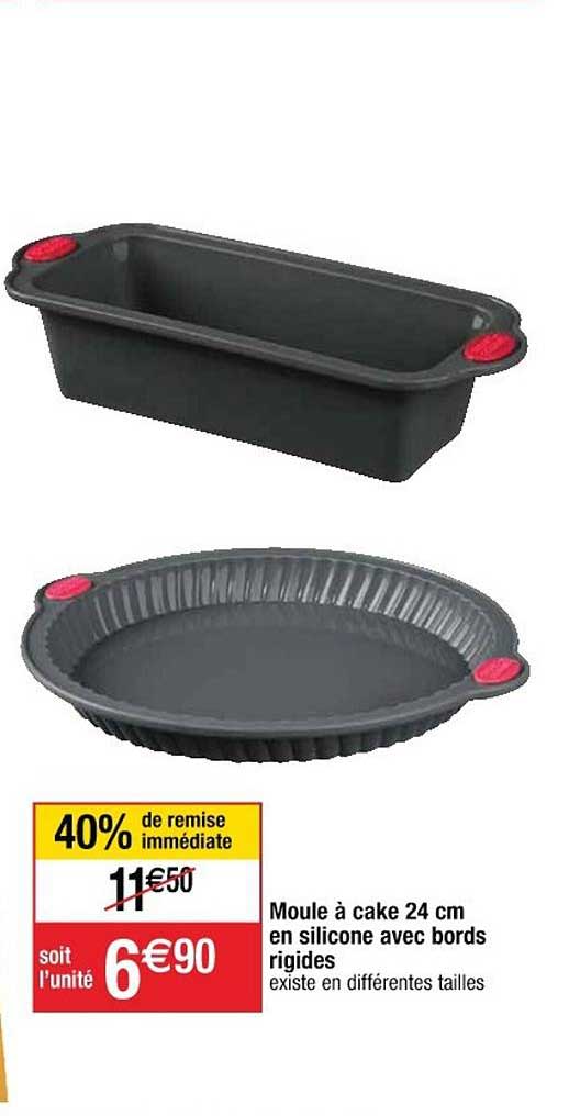 moule à cake 24 cm en silicone avec bords rigide avec bords rigides