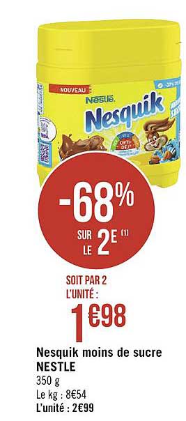 nesquik moins de sucre nestlé