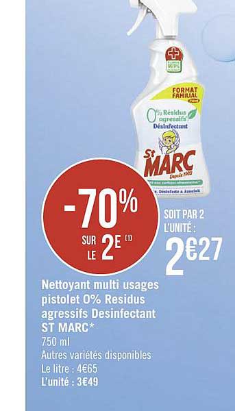 nettoyant multi usages pistolet 0% résidus agressifs désinfectant st marc