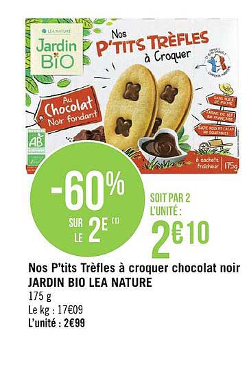 nos p'tits trèfles à croquet chocolat noir jardin bio lea nature