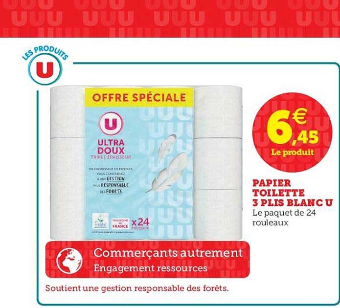 papier toilette 3 plis blanc u
