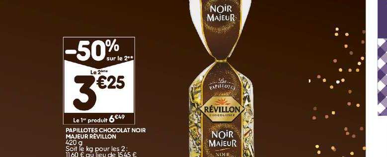 papillotes chocolat noir majeur rêvillon -50% sur le 2e