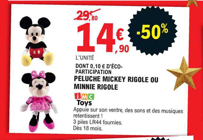 peluche mickey rigole ou minnie rigole imc toys