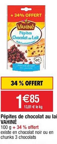 pépites de chocolat au lai vahiné