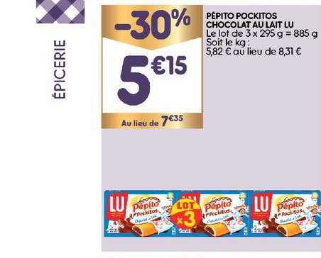 pépito pockitos chocolat au lait lu