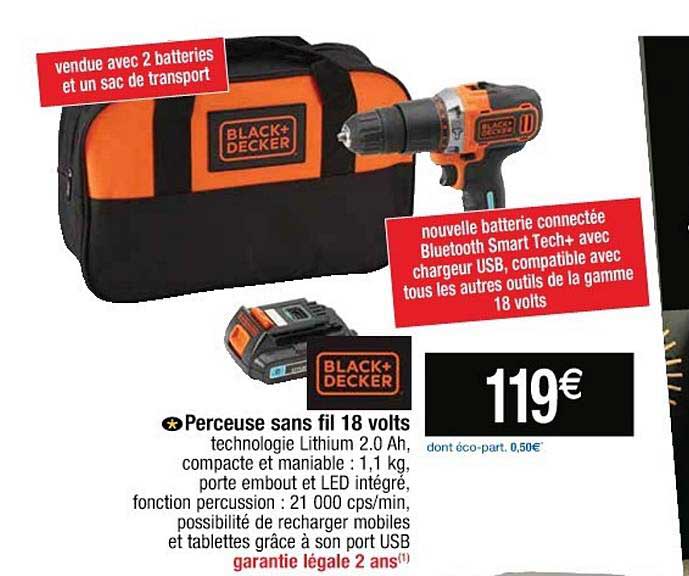 perceuse sans fil 18 volts black + decker