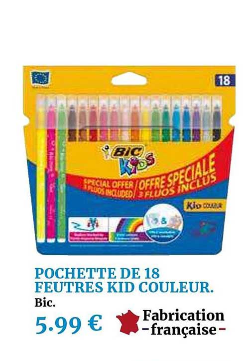 pochette de 18 feutres kid couleur bic