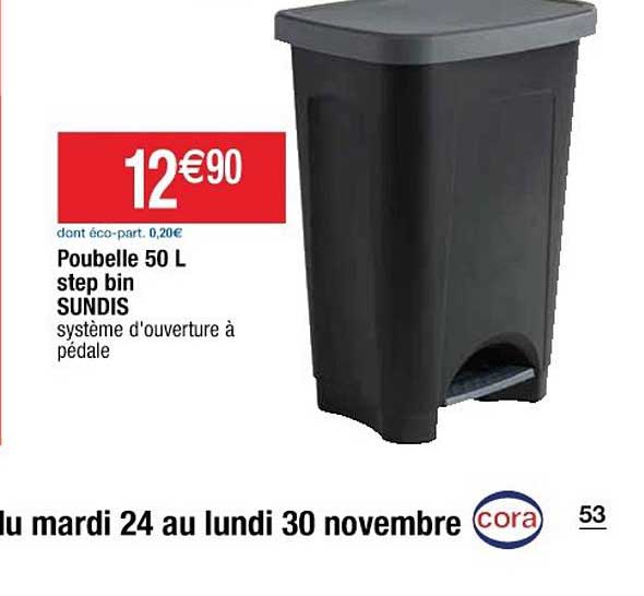 poubelle 50l step bin sundis