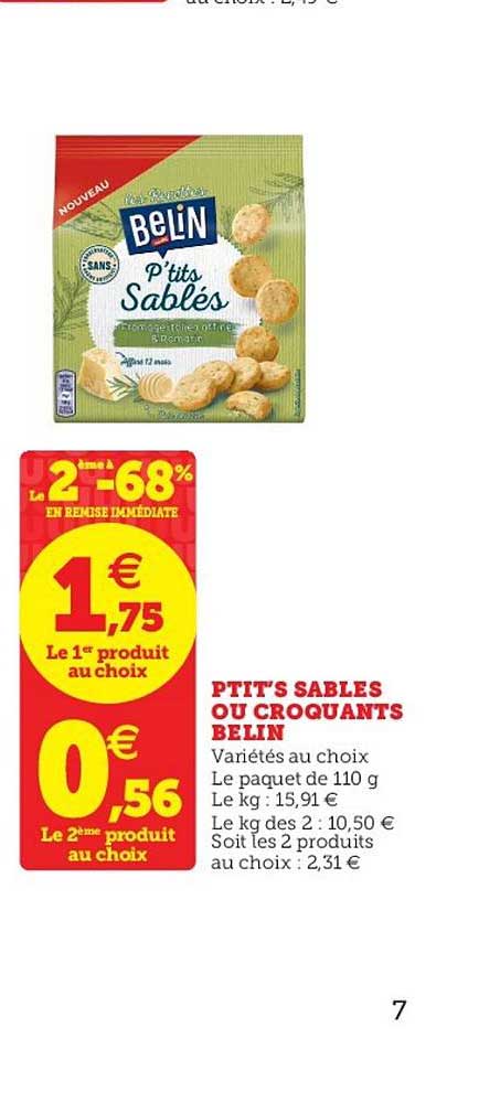 ptit's sablés ou croquants belin le 2ème à -68% en remise immédiate