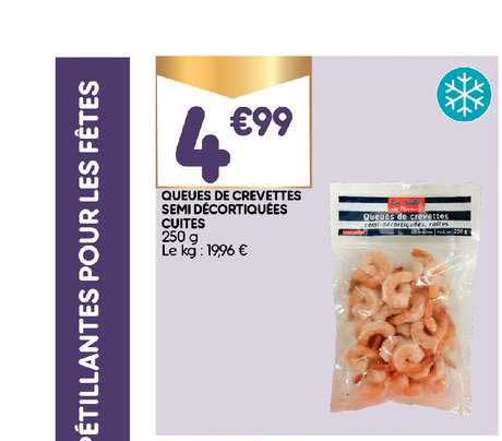 queues de crevettes semi décoratiquées cuites