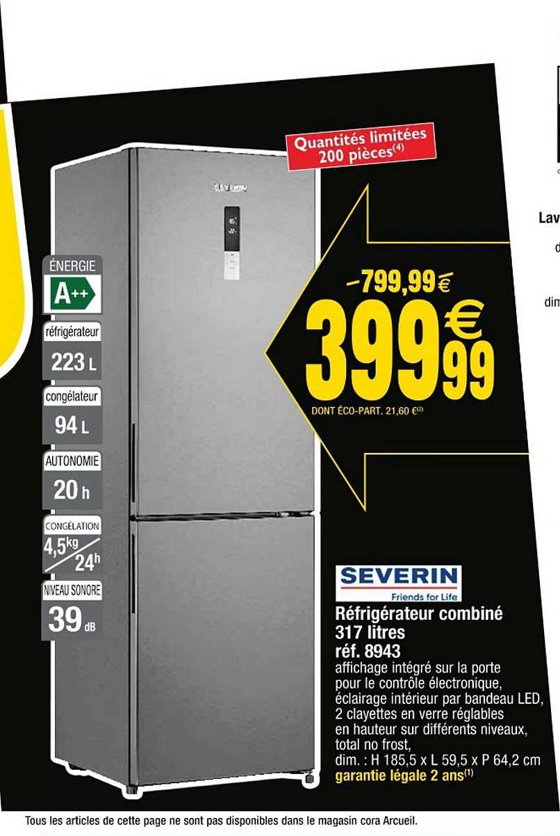 Réfrigérateur Combiné 317 Litres Severin