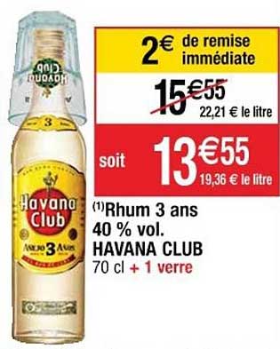 rhum 3 ans 40% vol. havana club